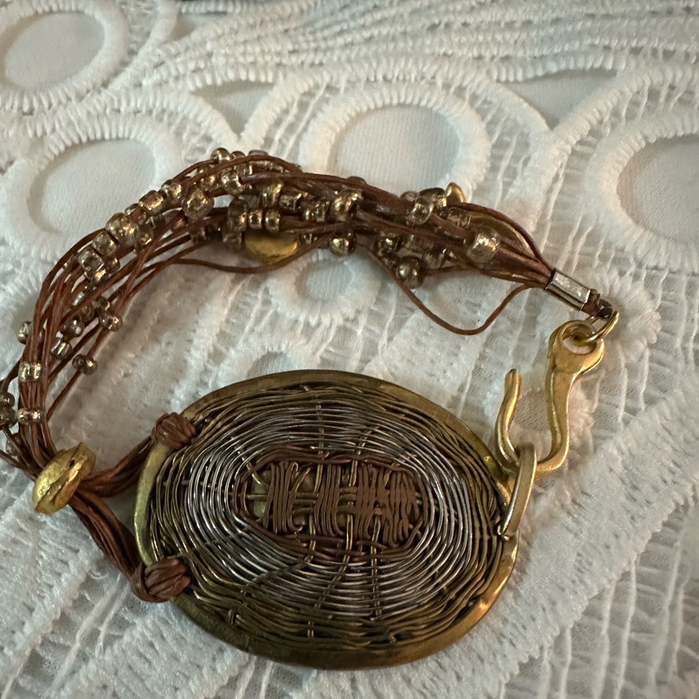 Gold and Brown Woven Bracelet